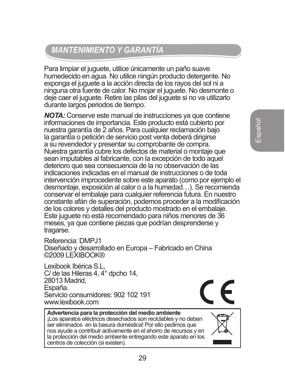 Lexibook DMPJ1 User Manual | Page 29 / 66