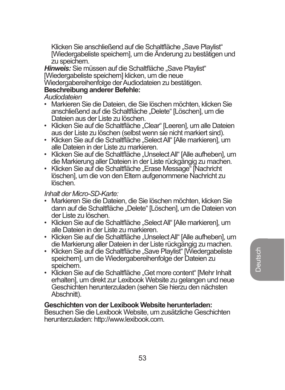 Lexibook DMPJ1 User Manual | Page 53 / 66