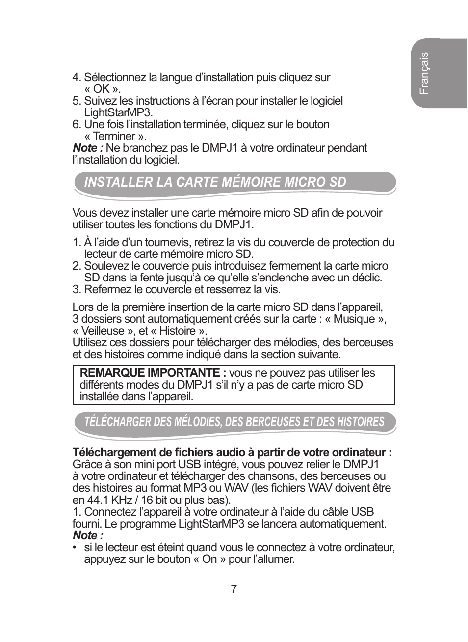 Lexibook DMPJ1 User Manual | Page 7 / 66