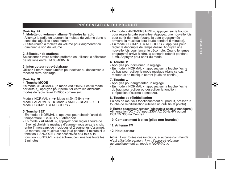 Lexibook DR900 User Manual | Page 7 / 24