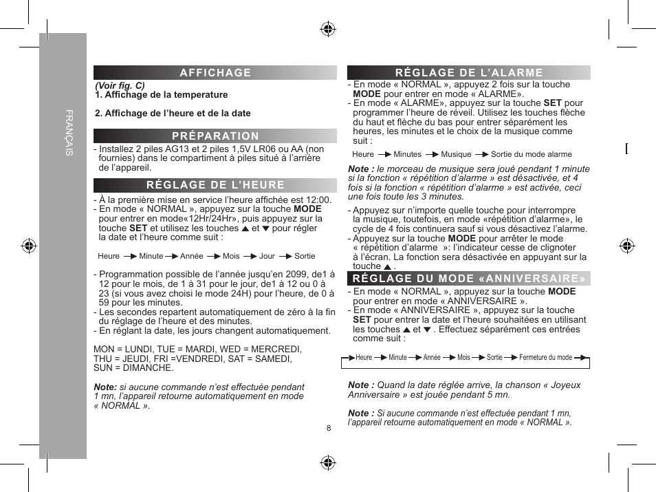Lexibook DR900 User Manual | Page 8 / 24