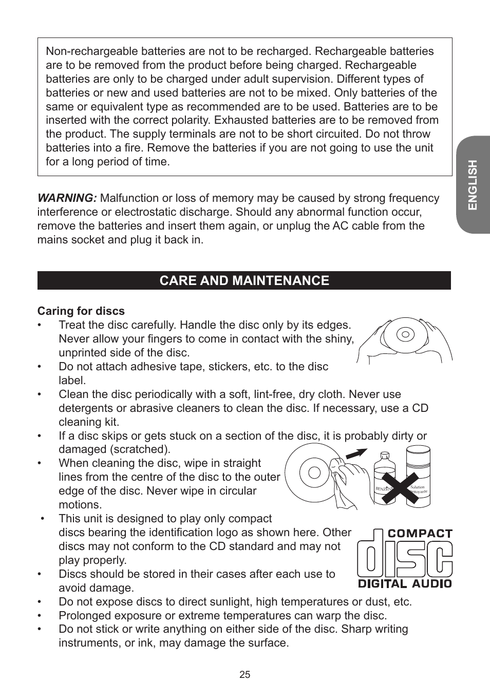 Care and maintenance | Lexibook K5000HM User Manual | Page 25 / 108
