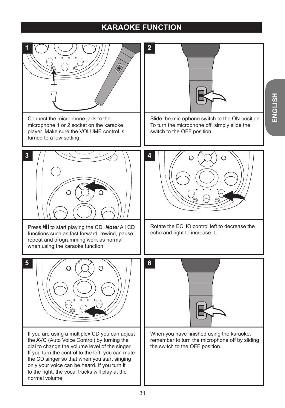 Karaoke function, English | Lexibook K5000HM User Manual | Page 31 / 108