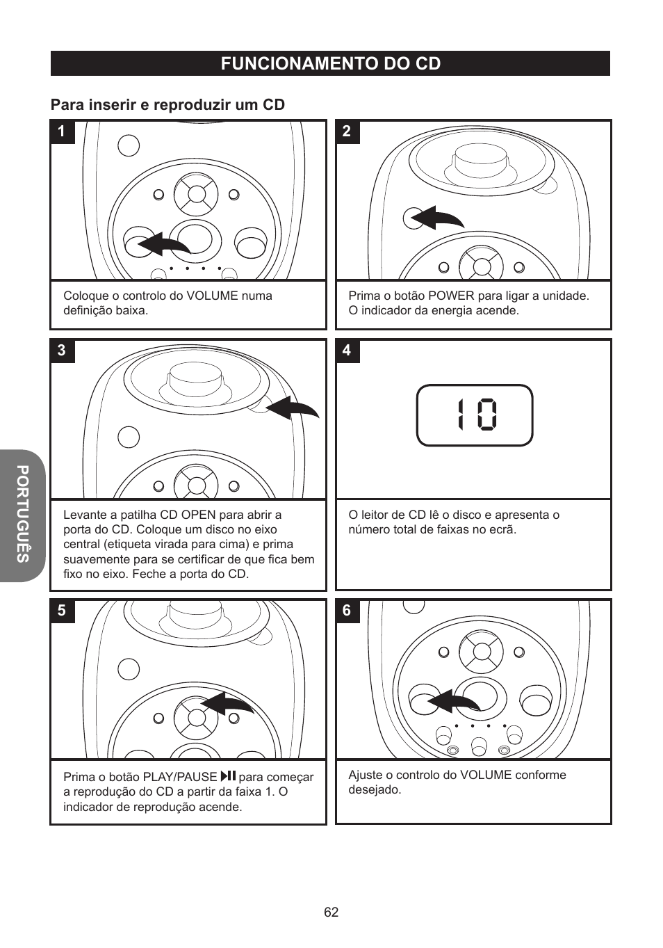 Funcionamento do cd | Lexibook K5000HM User Manual | Page 62 / 108