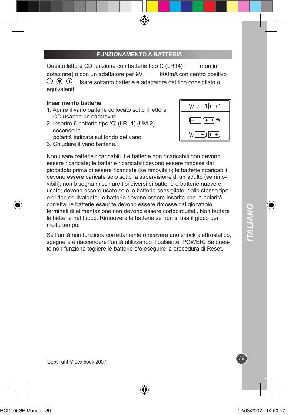 It aliano | Lexibook RCD100SP User Manual | Page 39 / 62