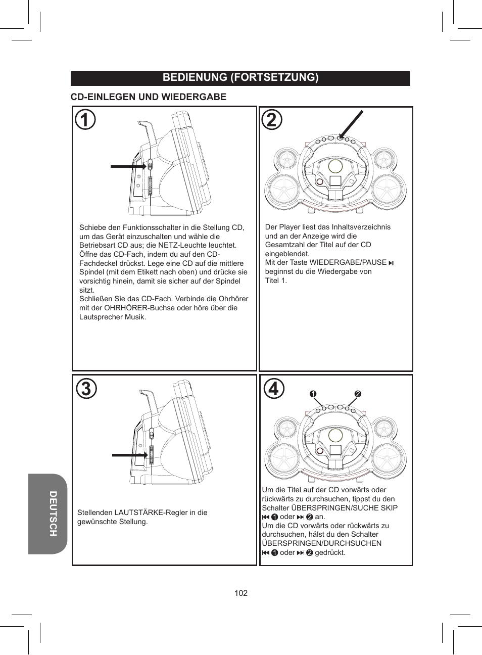Bedienung (fortsetzung) | Lexibook RCD150FE User Manual | Page 102 / 130