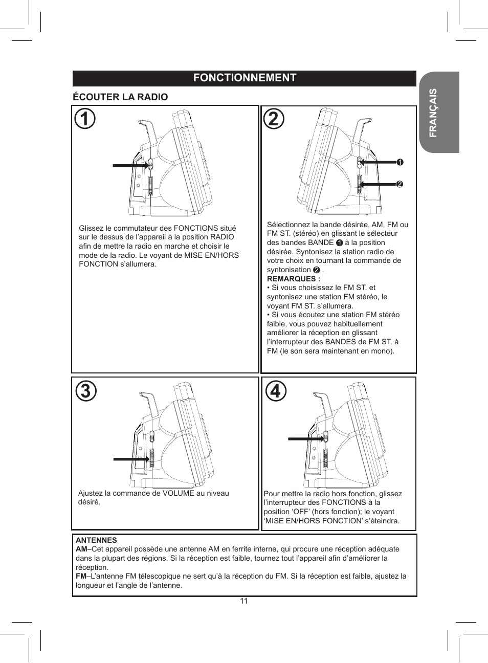 Fonctionnement | Lexibook RCD150FE User Manual | Page 11 / 130