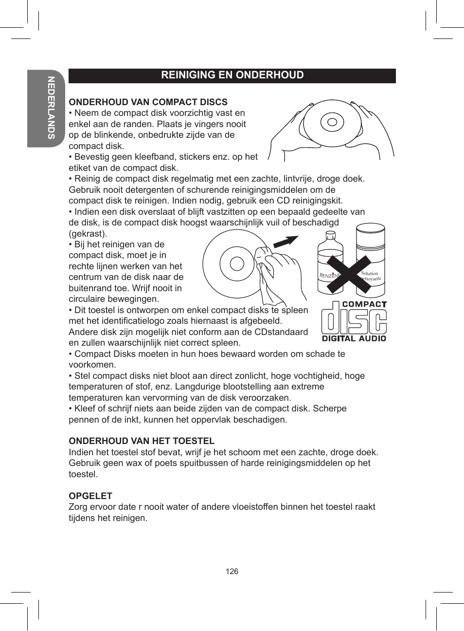 Reiniging en onderhoud | Lexibook RCD150FE User Manual | Page 126 / 130