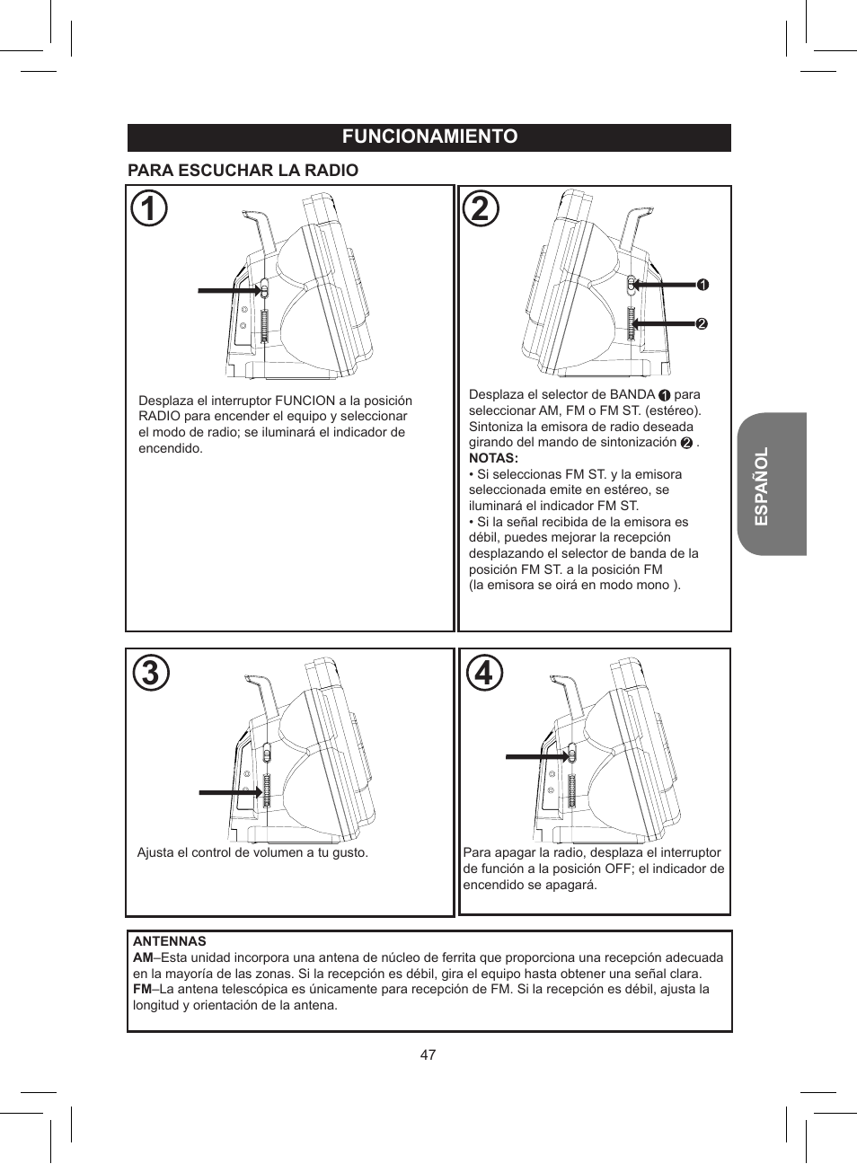 Funcionamiento | Lexibook RCD150FE User Manual | Page 47 / 130
