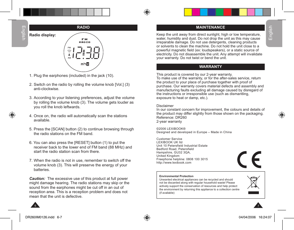 Lexibook DR260 User Manual | Page 4 / 17