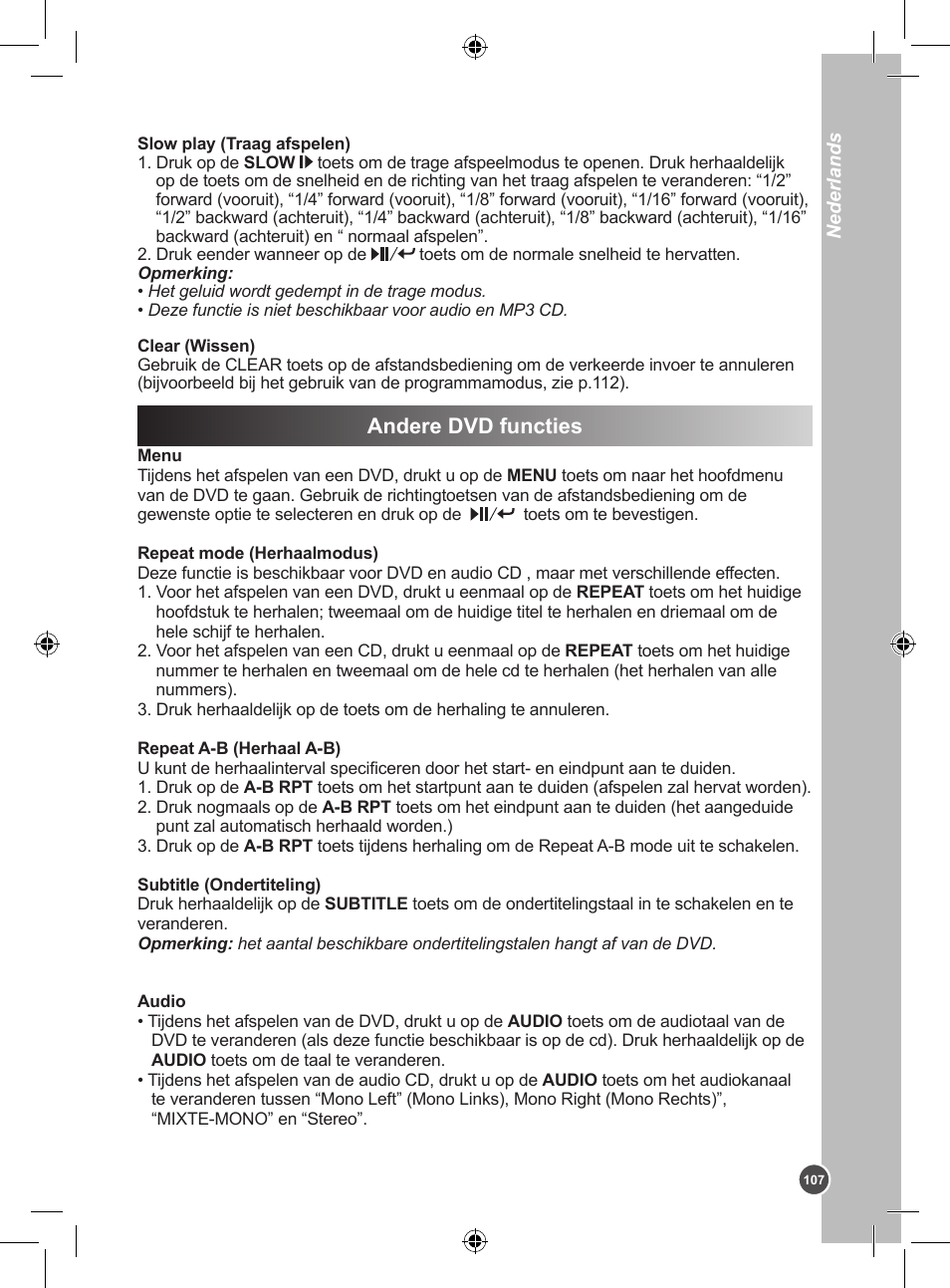 Andere dvd functies | Lexibook DVDP1BB User Manual | Page 107 / 116