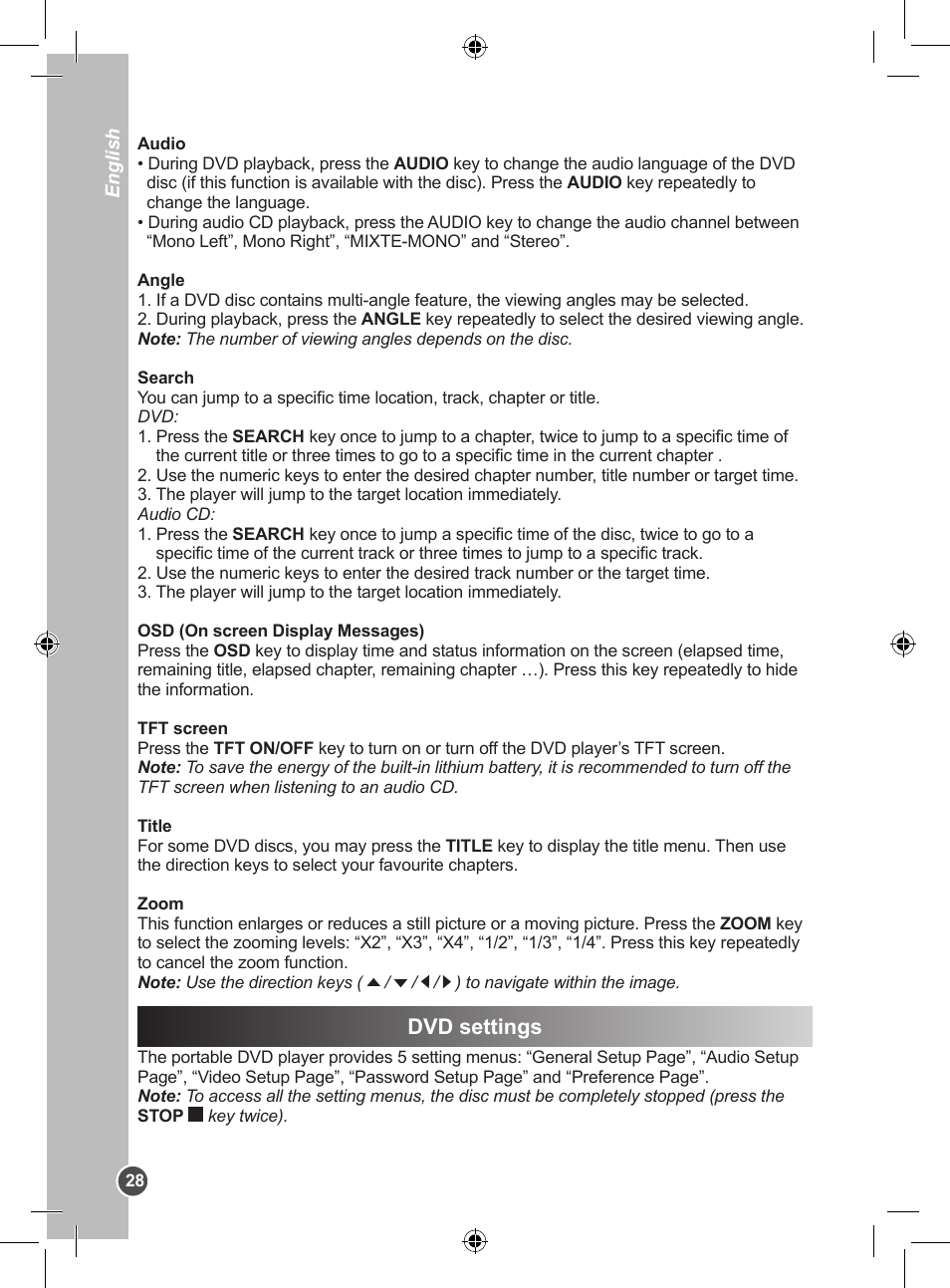 Dvd settings | Lexibook DVDP1BB User Manual | Page 28 / 116