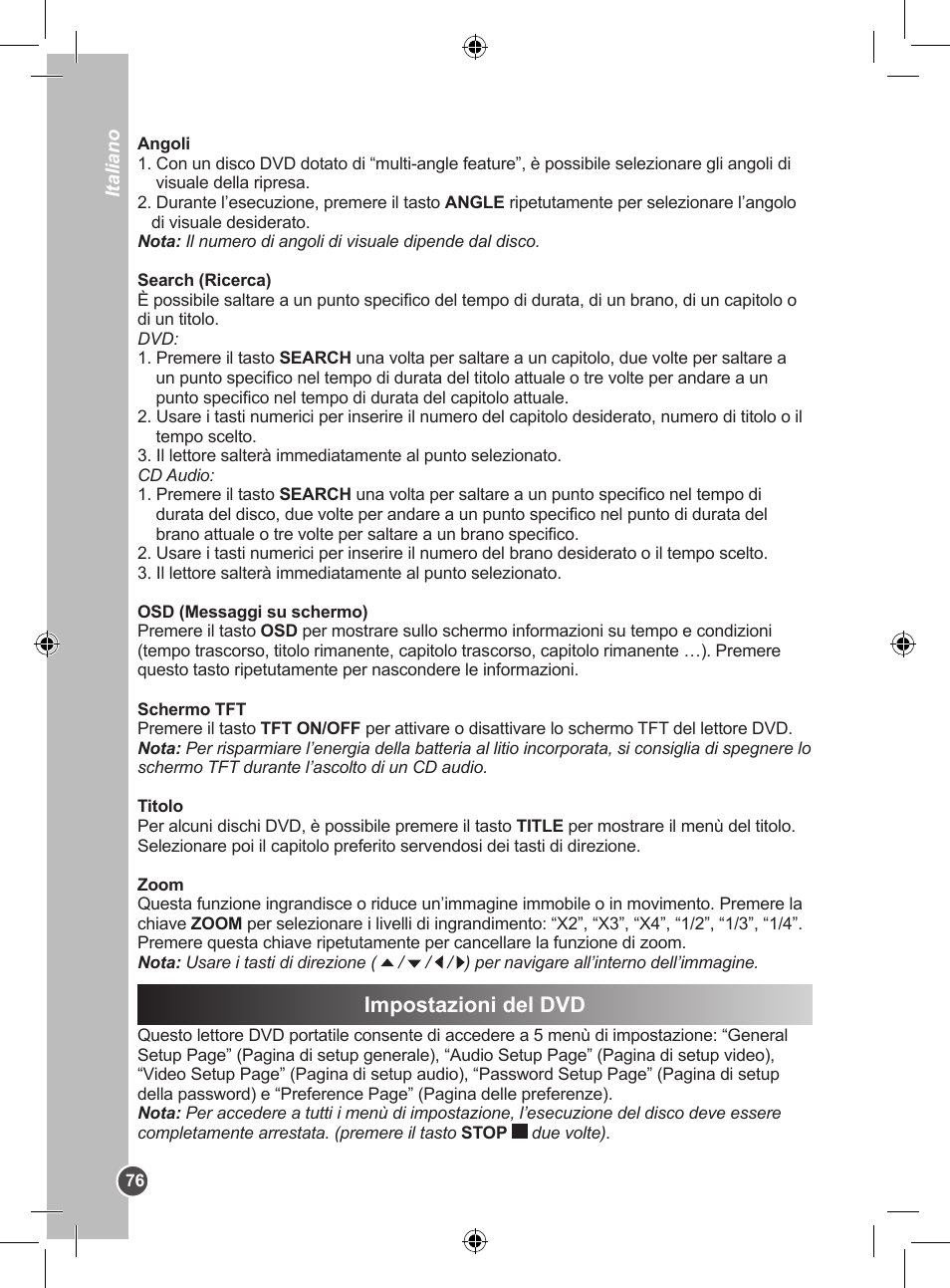 Impostazioni del dvd | Lexibook DVDP1BB User Manual | Page 76 / 116