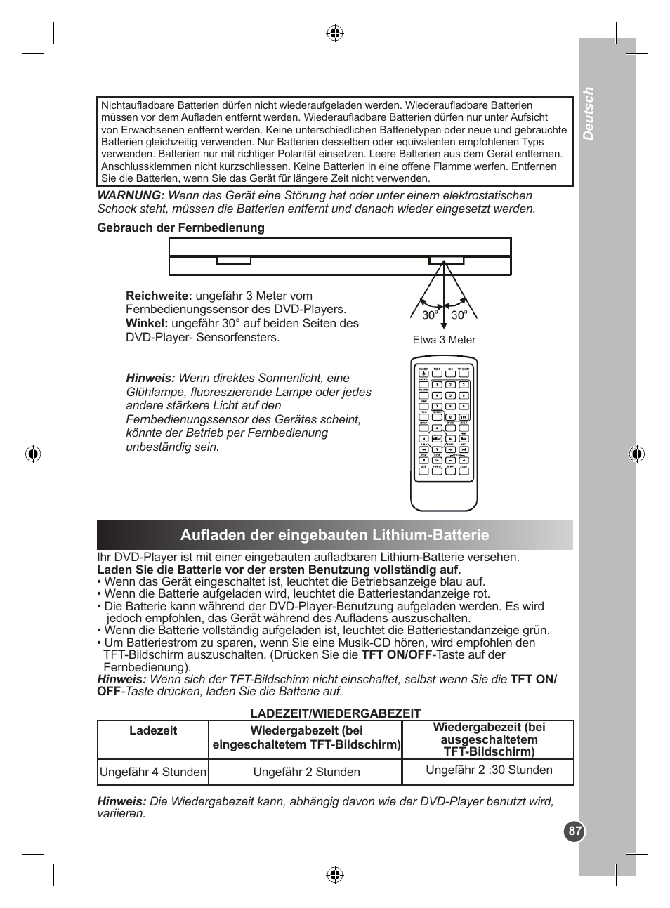 Aufladen der eingebauten lithium-batterie | Lexibook DVDP1BB User Manual | Page 87 / 116