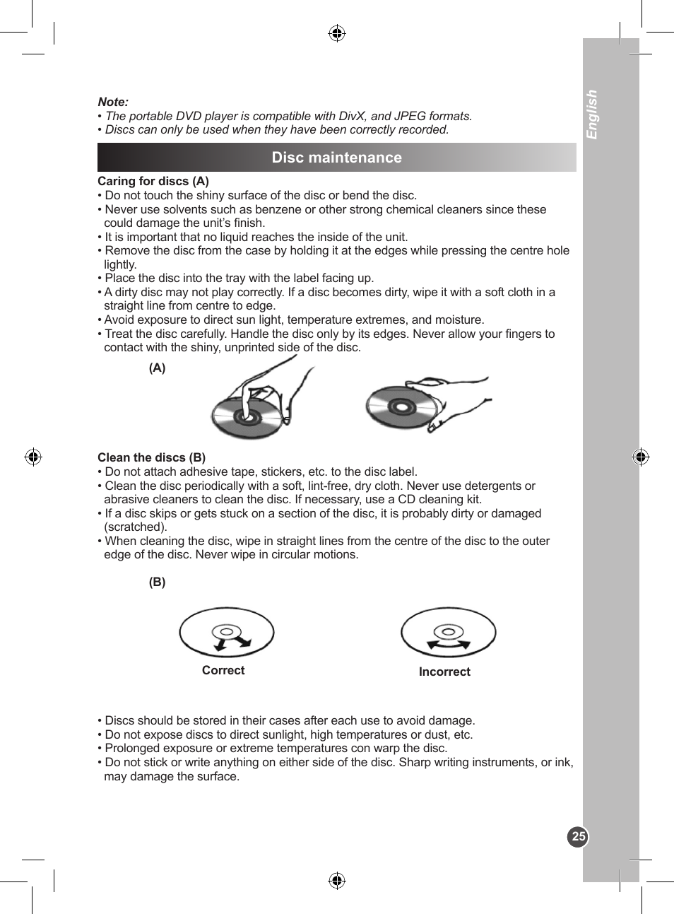 Disc maintenance | Lexibook DVDP1SP User Manual | Page 25 / 116