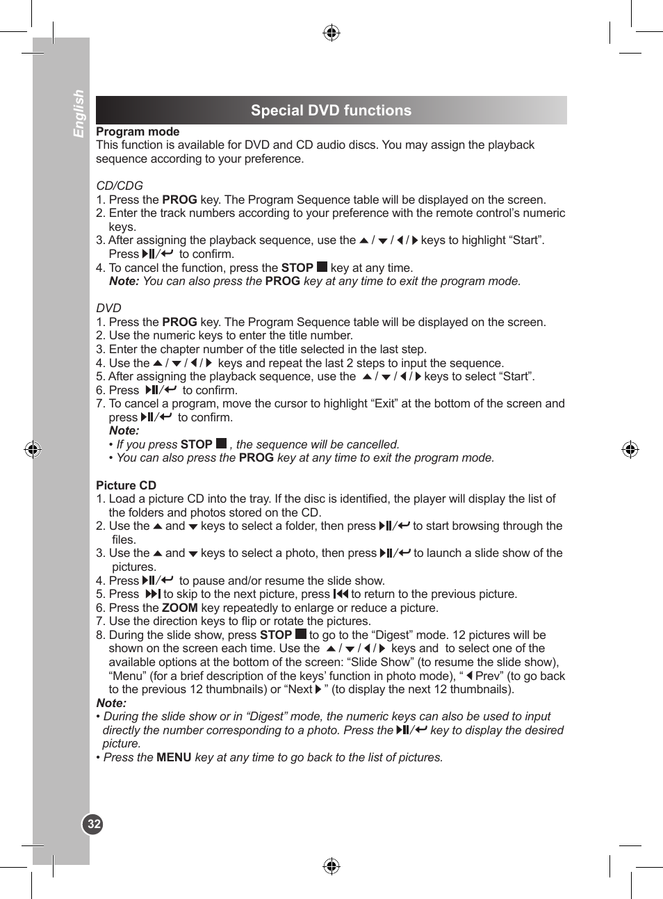 Special dvd functions | Lexibook DVDP1SP User Manual | Page 32 / 116