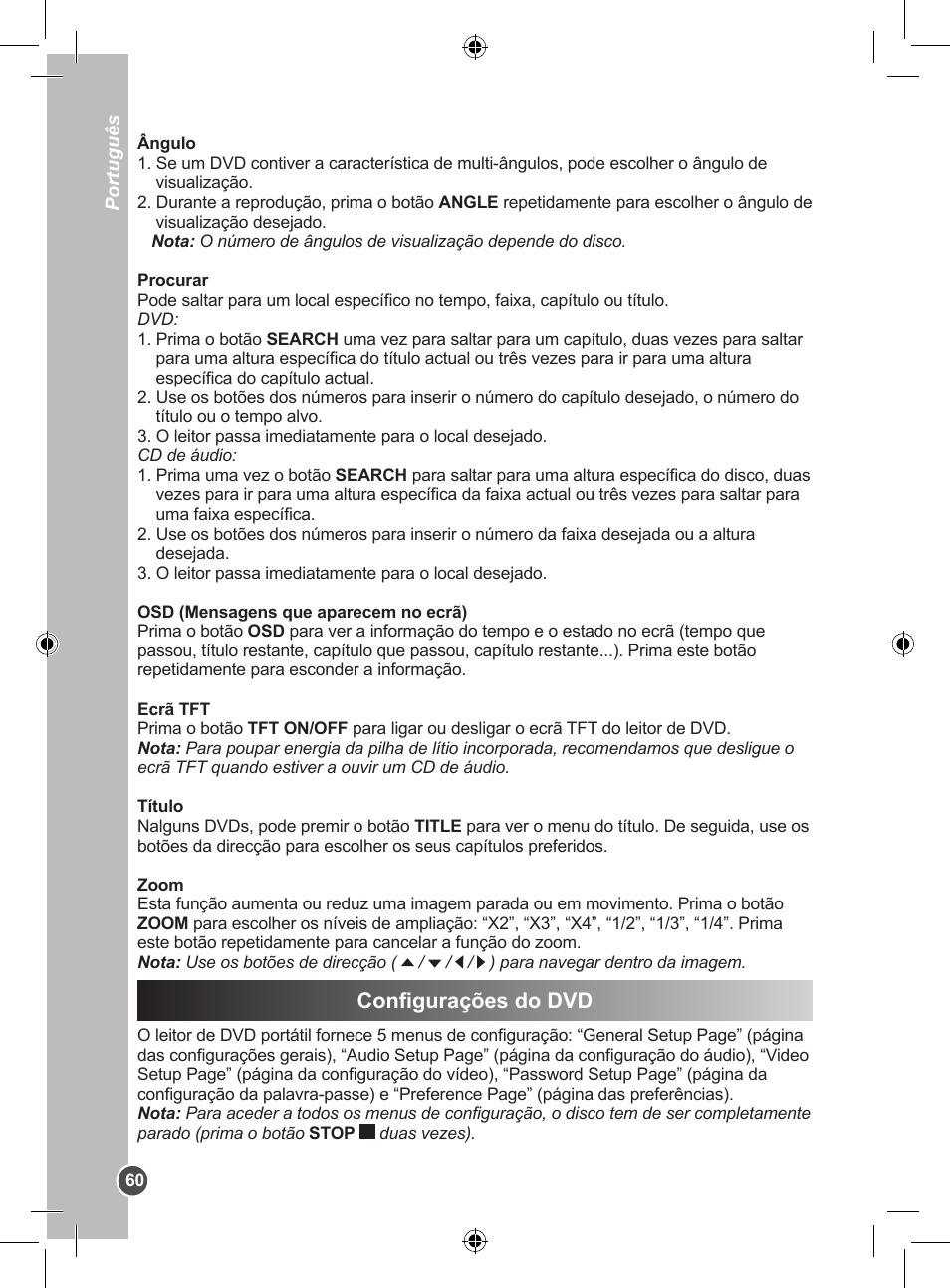 Configurações do dvd | Lexibook DVDP1SP User Manual | Page 60 / 116