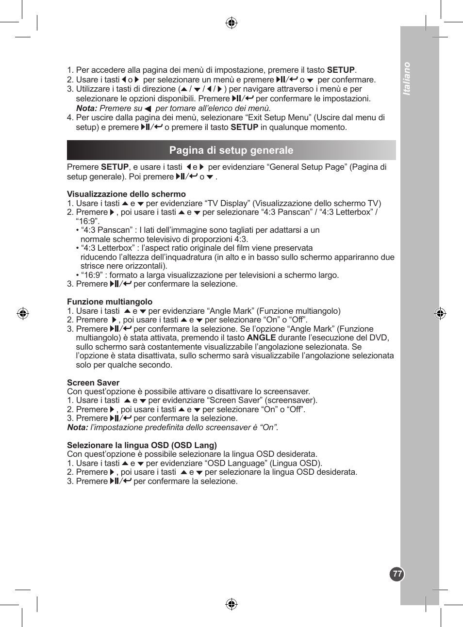 Pagina di setup generale | Lexibook DVDP1SP User Manual | Page 77 / 116