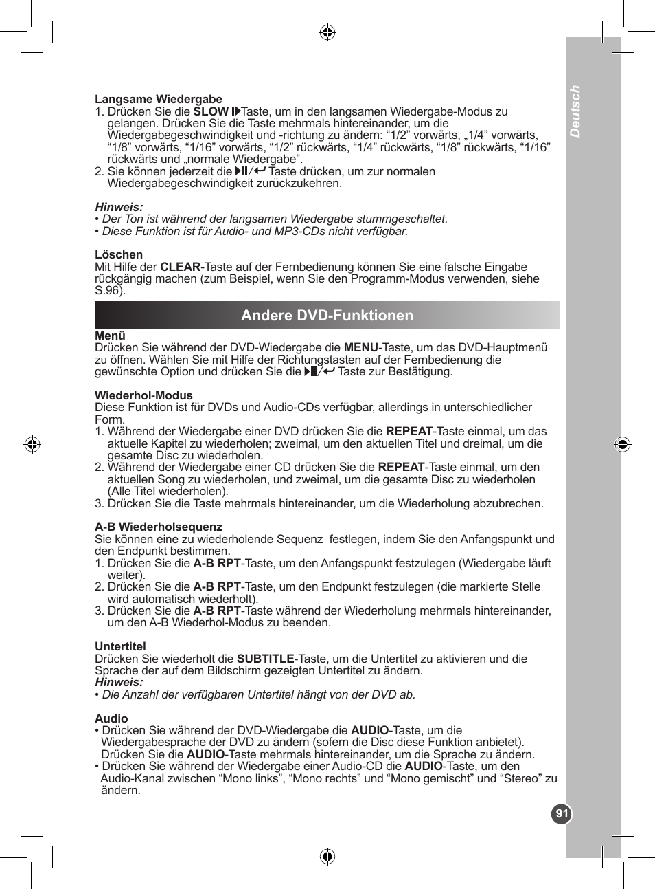 Andere dvd-funktionen | Lexibook DVDP1SP User Manual | Page 91 / 116