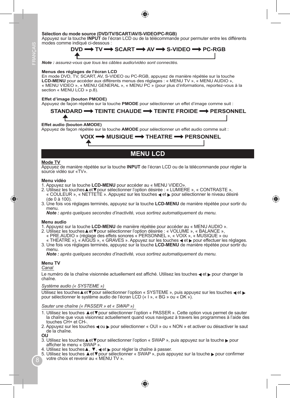 Menu lcd | Lexibook LCDDVD2BB User Manual | Page 8 / 88