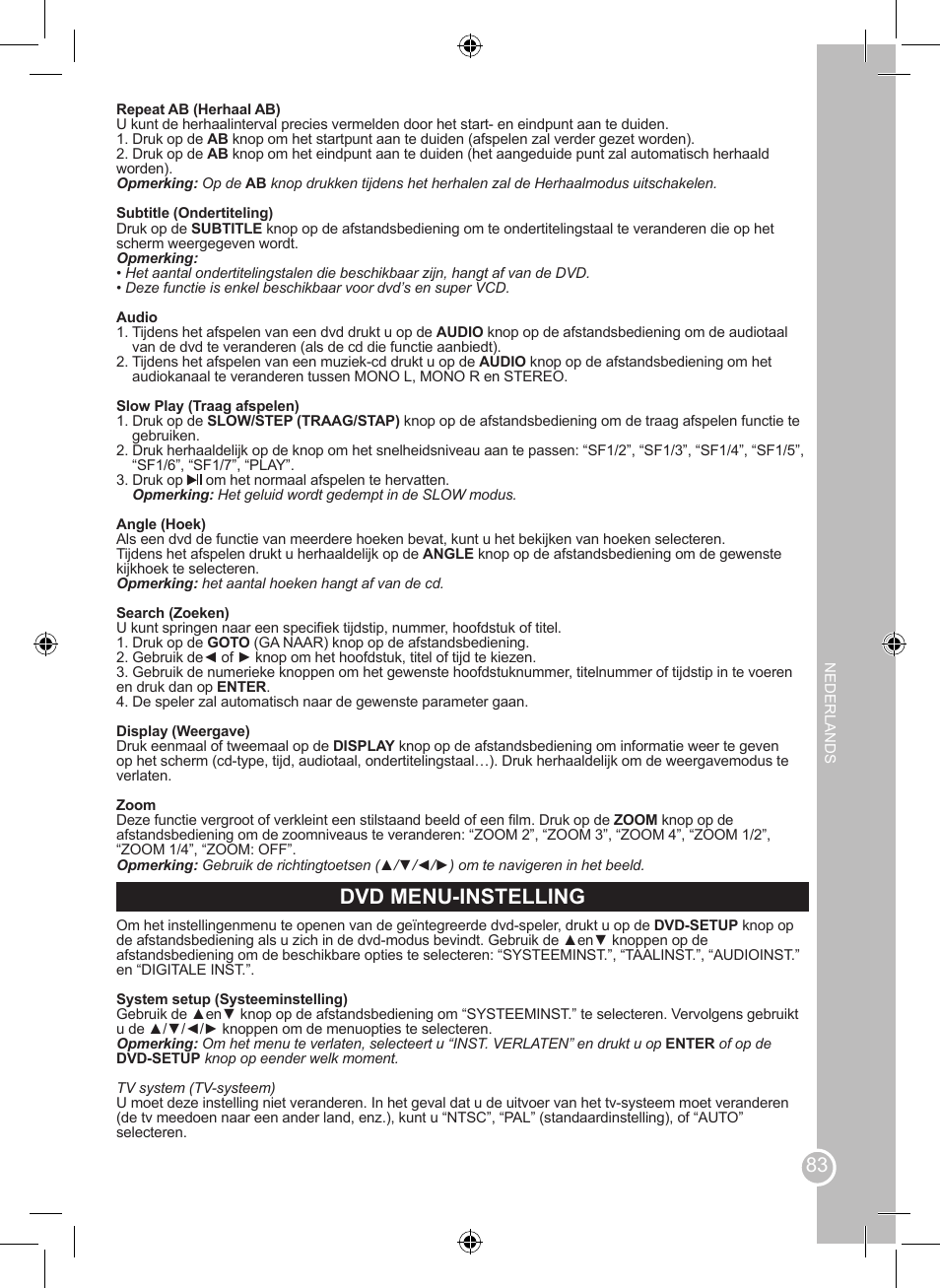 Dvd menu-instelling | Lexibook LCDDVD2BB User Manual | Page 83 / 88