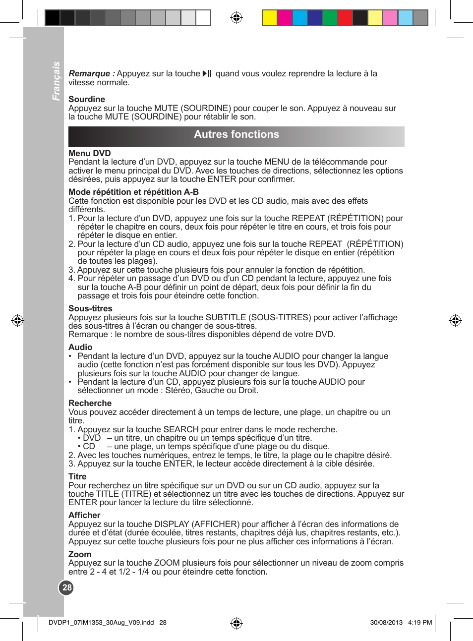 Autres fonctions | Lexibook DVDP1 VA07 User Manual | Page 28 / 52