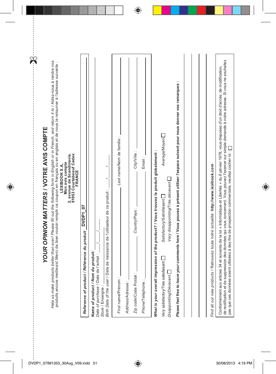 Your opinion matters / votre avis compte | Lexibook DVDP1 VA07 User Manual | Page 51 / 52