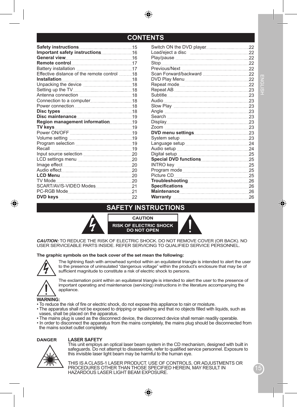 Lexibook LCDDVD2SP User Manual | Page 15 / 88