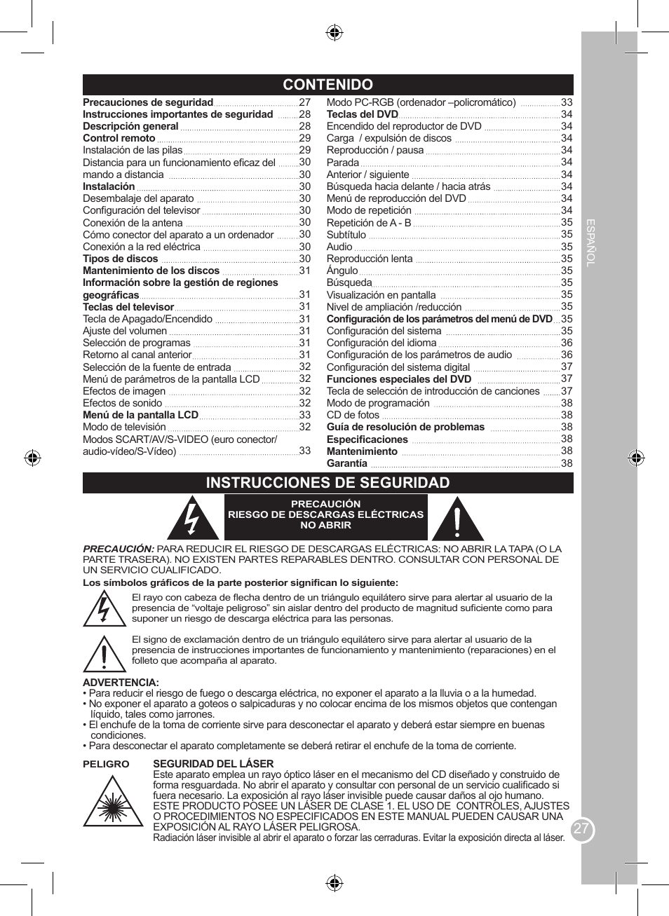 Lexibook LCDDVD2SP User Manual | Page 27 / 88