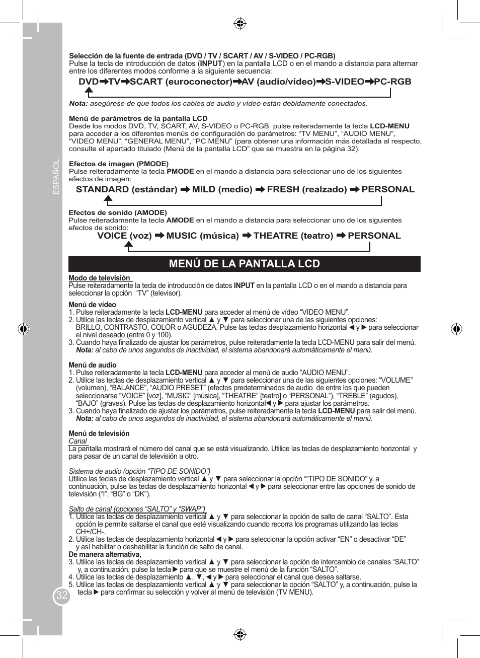 Menú de la pantalla lcd | Lexibook LCDDVD2SP User Manual | Page 32 / 88