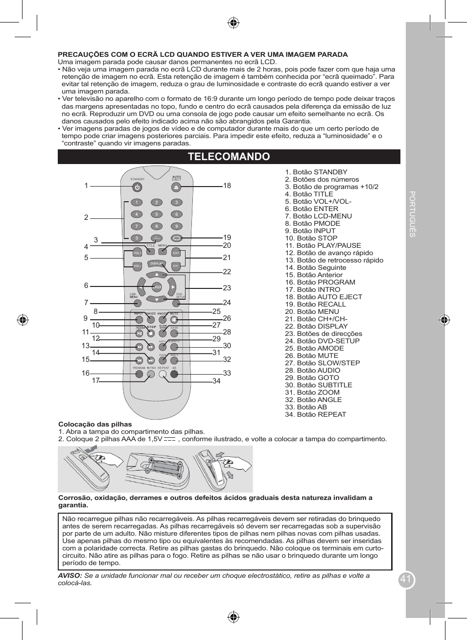 Telecomando | Lexibook LCDDVD2SP User Manual | Page 41 / 88