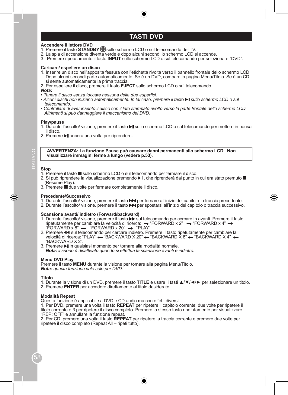 Tasti dvd | Lexibook LCDDVD2SP User Manual | Page 58 / 88