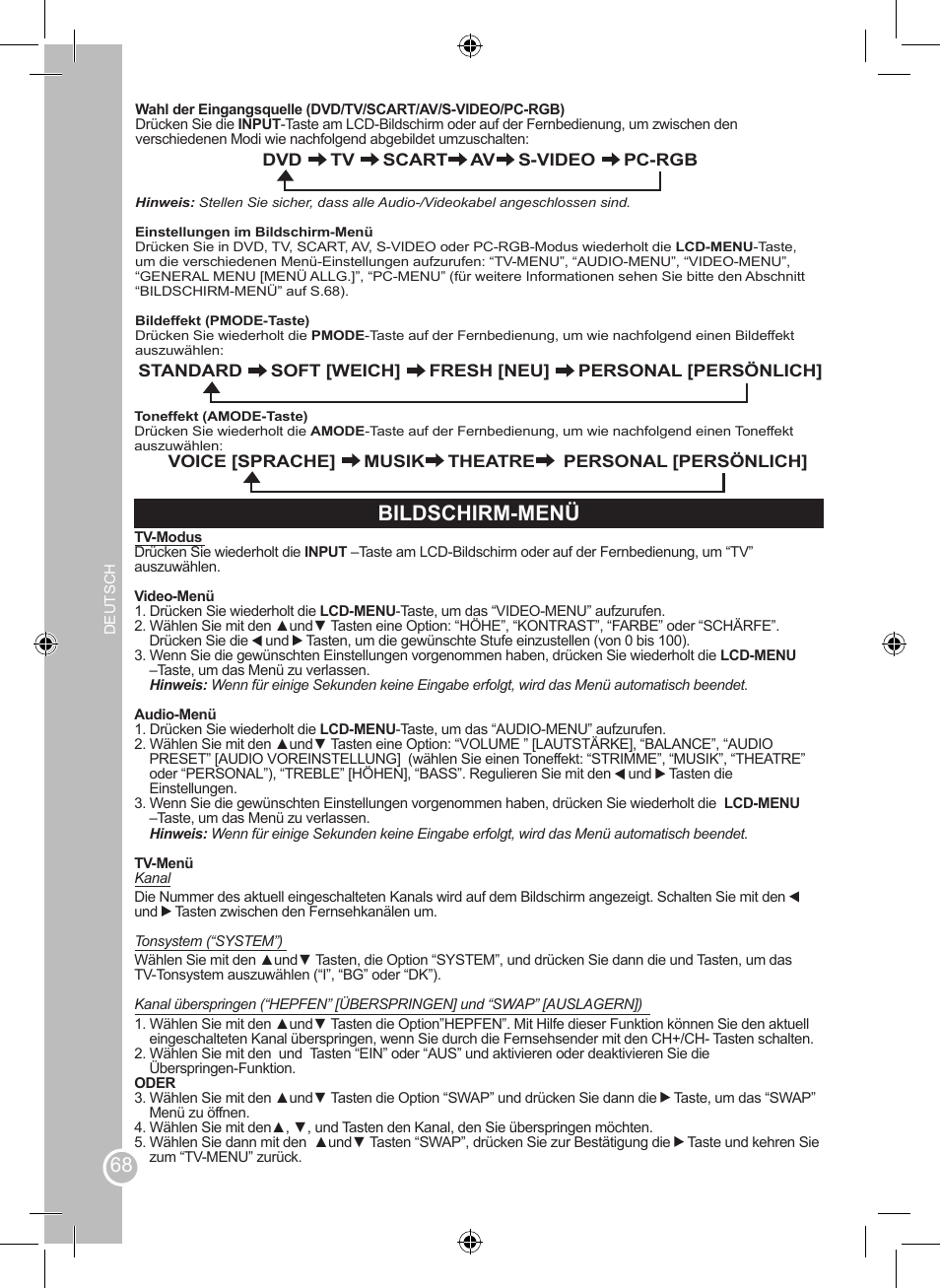 Bildschirm-menü | Lexibook LCDDVD2SP User Manual | Page 68 / 88