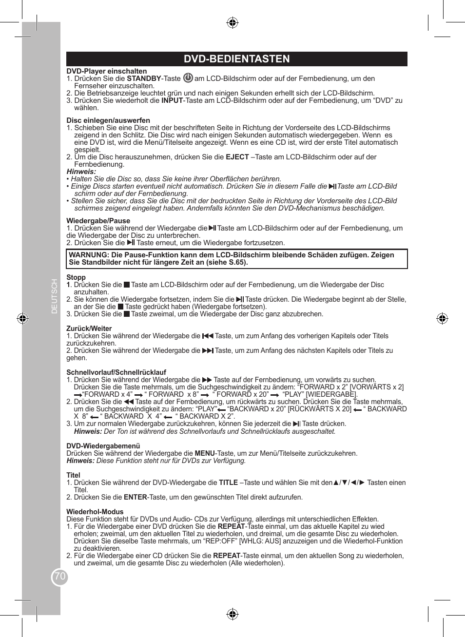 Dvd-bedientasten | Lexibook LCDDVD2SP User Manual | Page 70 / 88