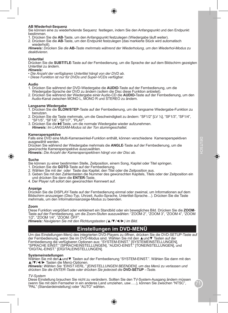 Einstellungen im dvd-menü | Lexibook LCDDVD2SP User Manual | Page 71 / 88