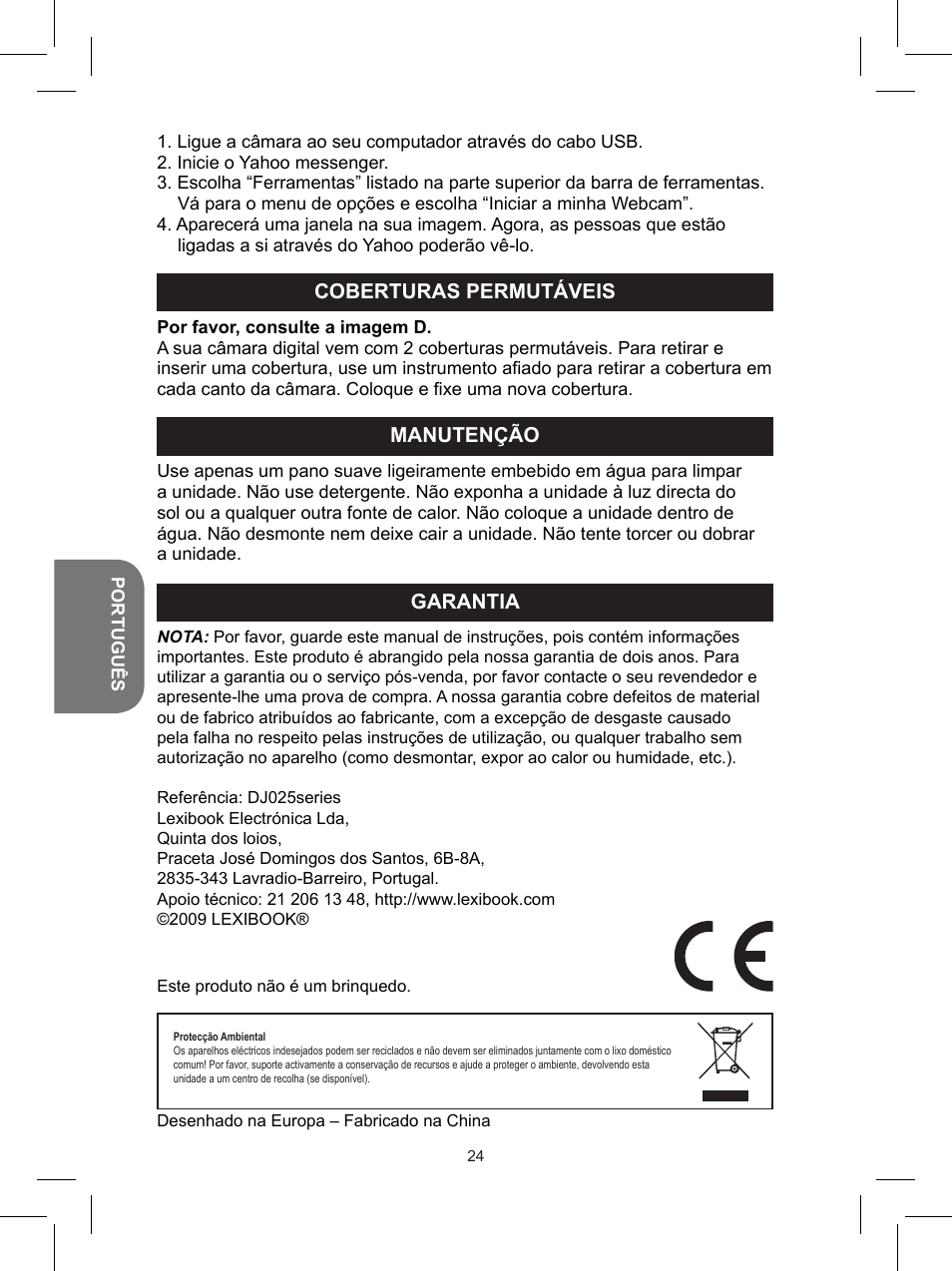 Garantia, Manutenção, Coberturas permutáveis | Lexibook DJ025 Series User Manual | Page 24 / 42