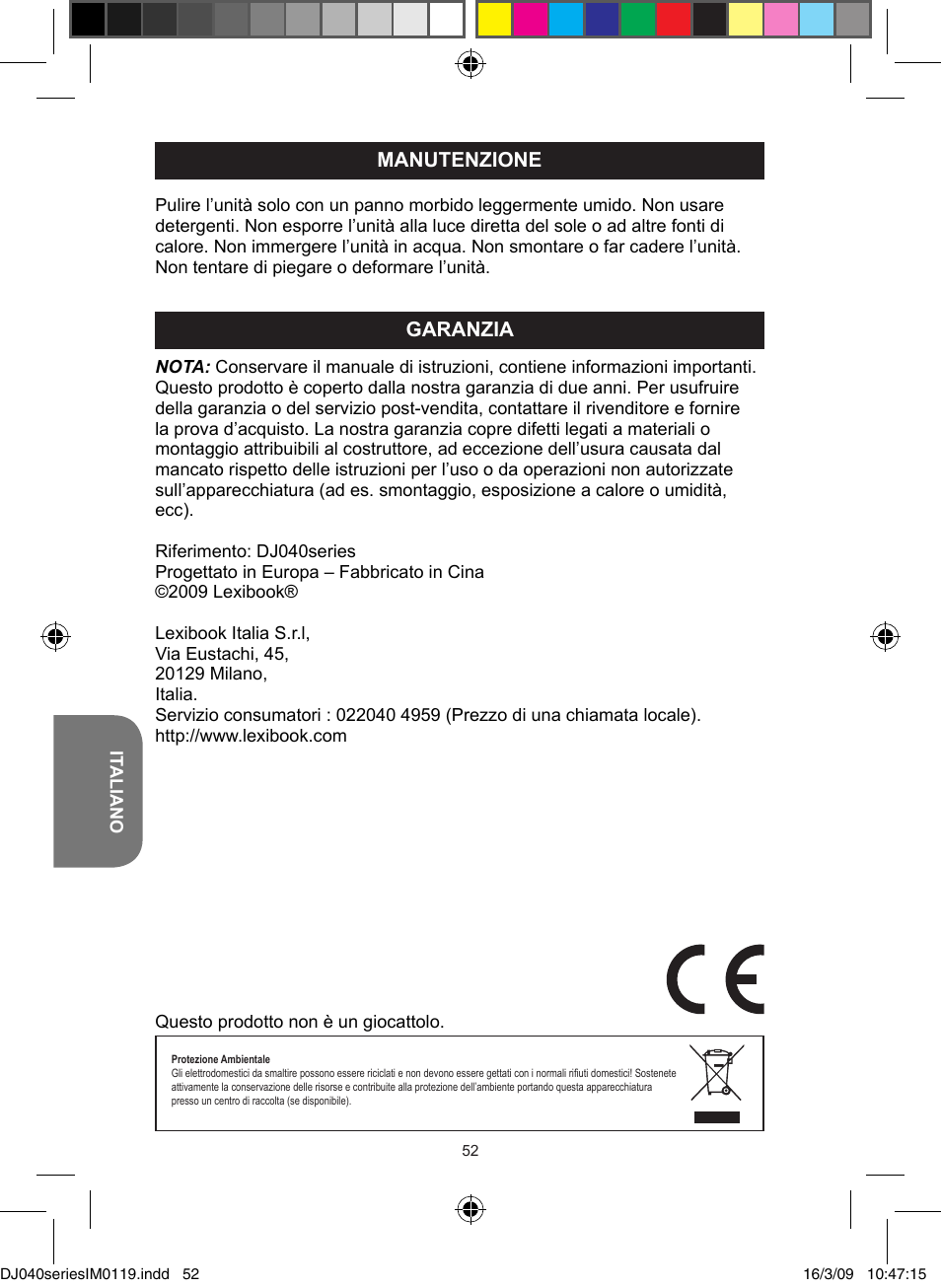 Lexibook DJ040 Series User Manual | Page 52 / 75