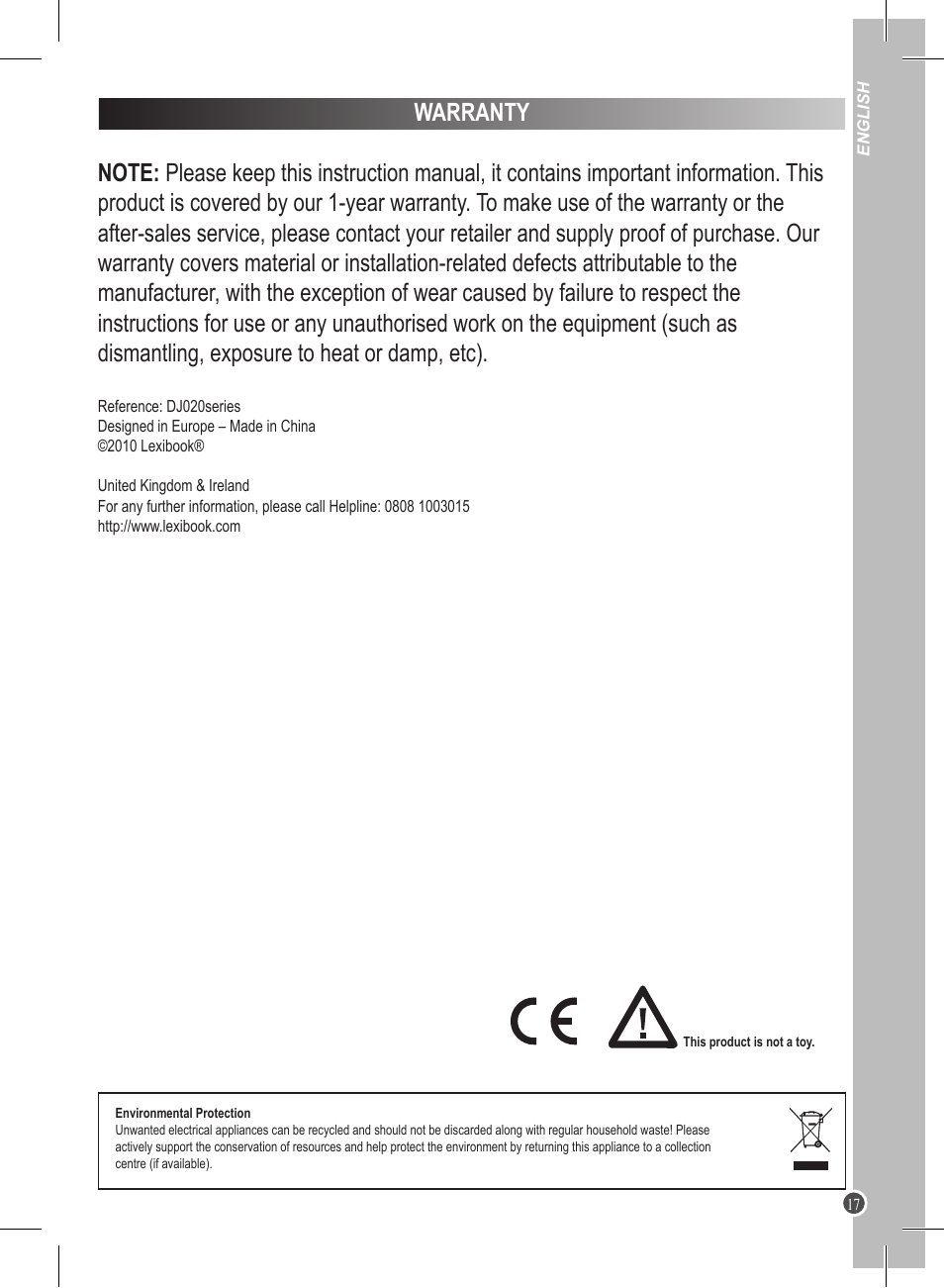 Lexibook DJ020 Series User Manual | Page 17 / 56