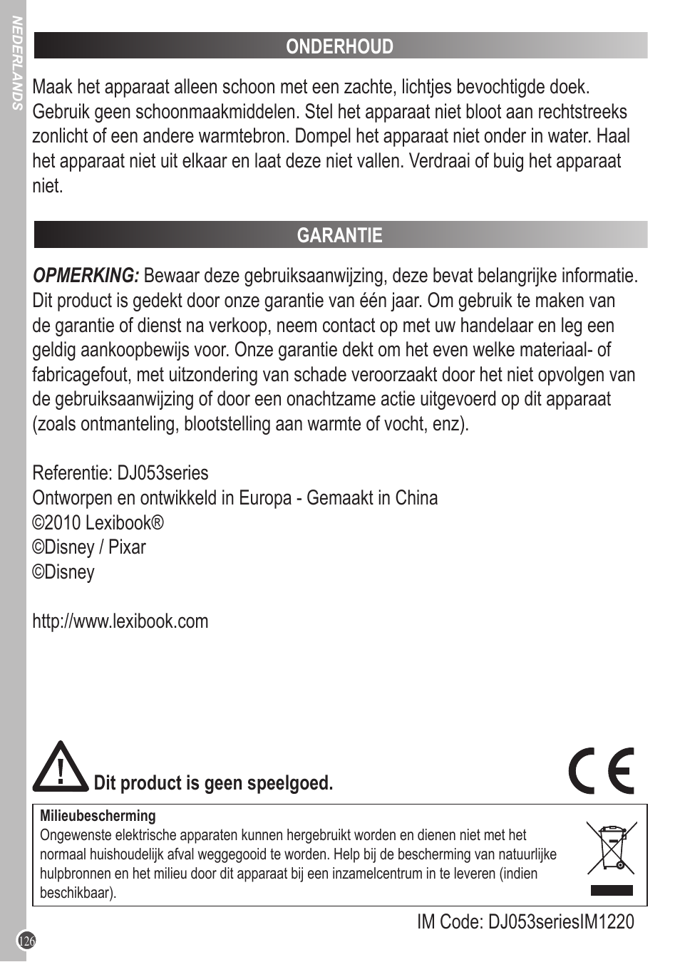 Lexibook DJ053 Series User Manual | Page 126 / 128