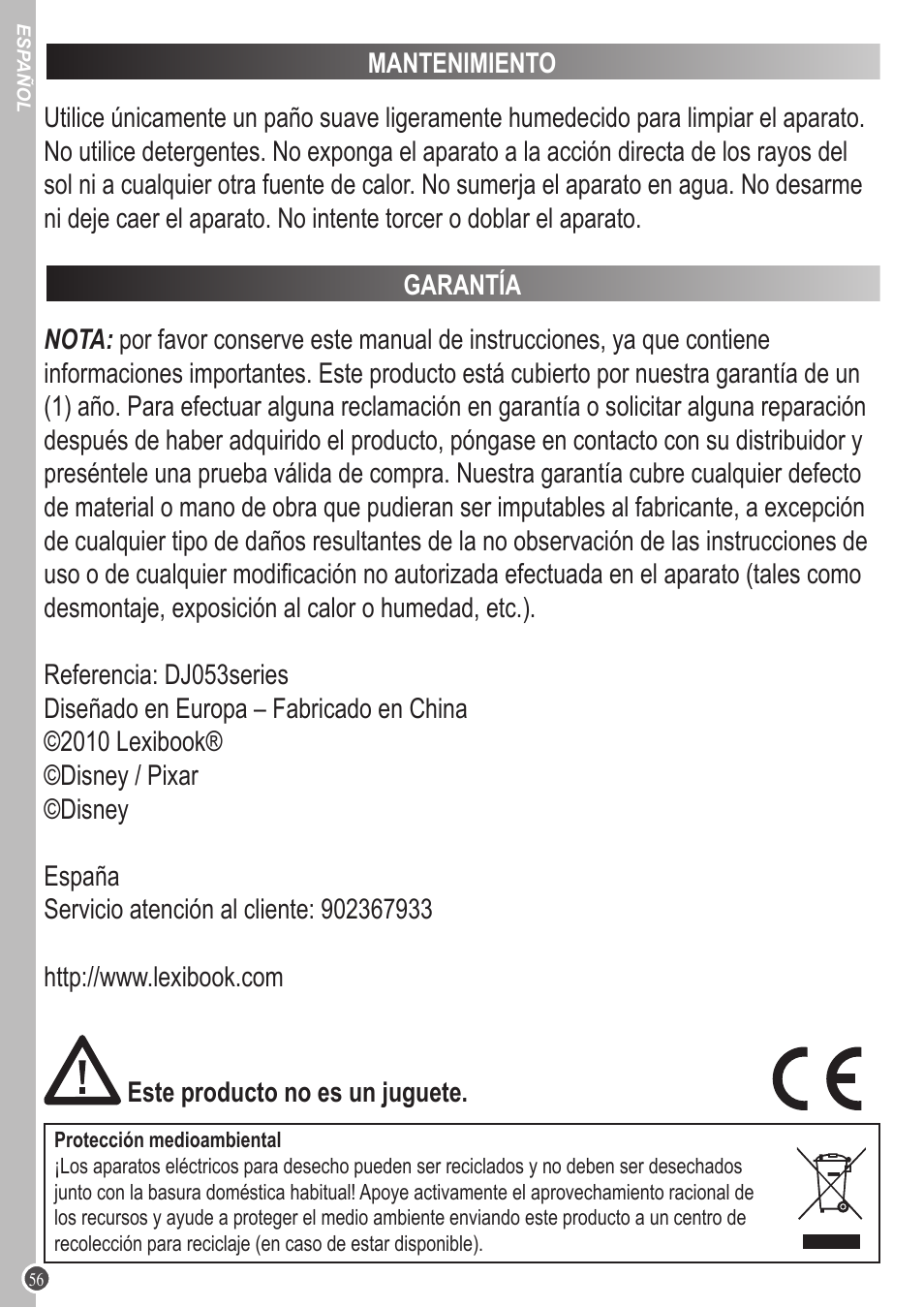 Lexibook DJ053 Series User Manual | Page 56 / 128