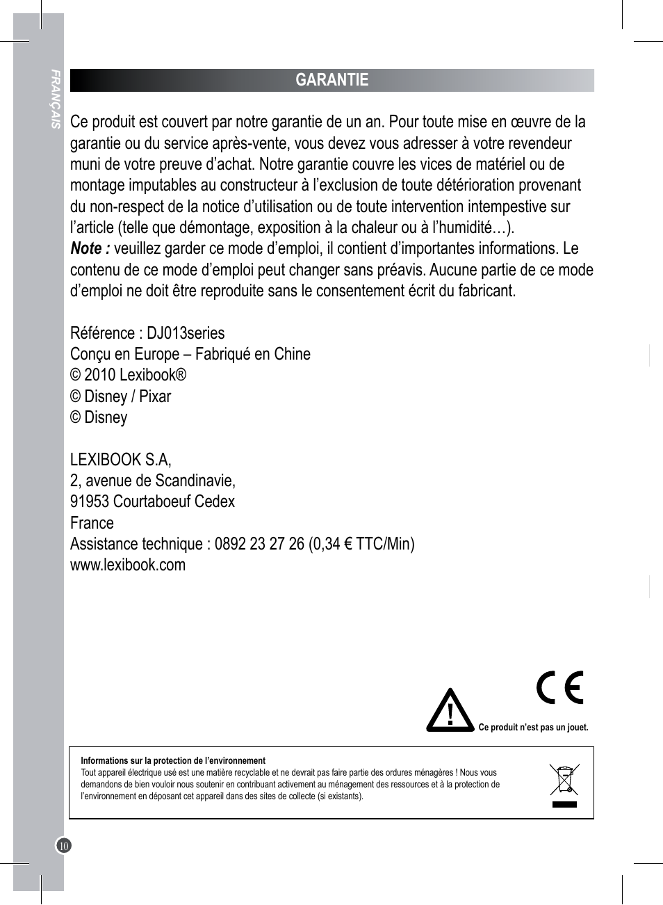 Lexibook DJ013 Series User Manual | Page 10 / 54