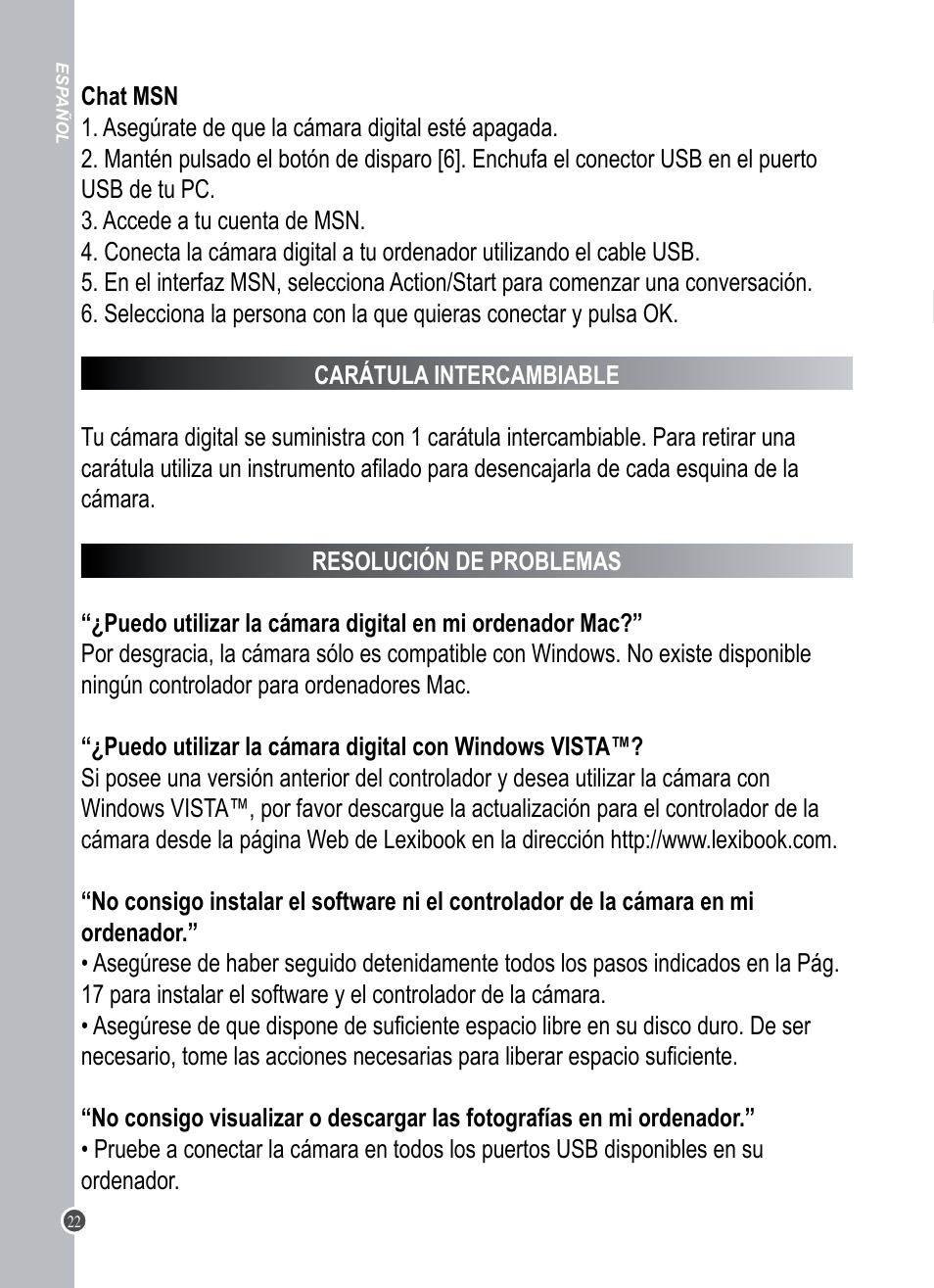 Lexibook DJ015 Series User Manual | Page 22 / 54