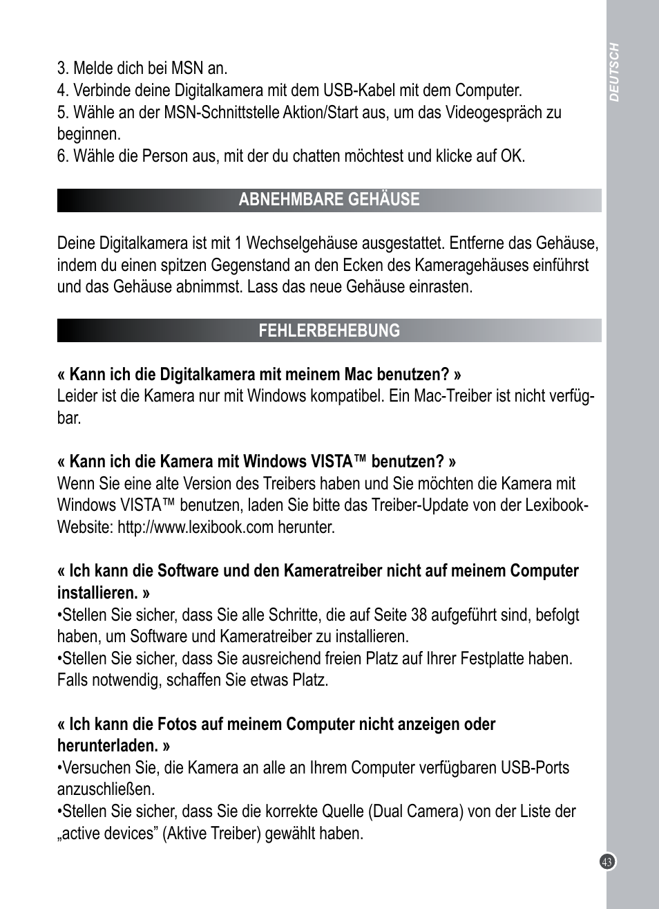 Lexibook DJ015 Series User Manual | Page 43 / 54