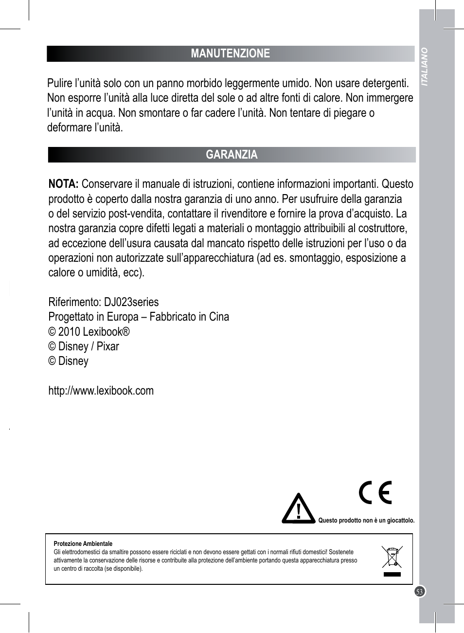 Lexibook DJ023 Series User Manual | Page 53 / 76