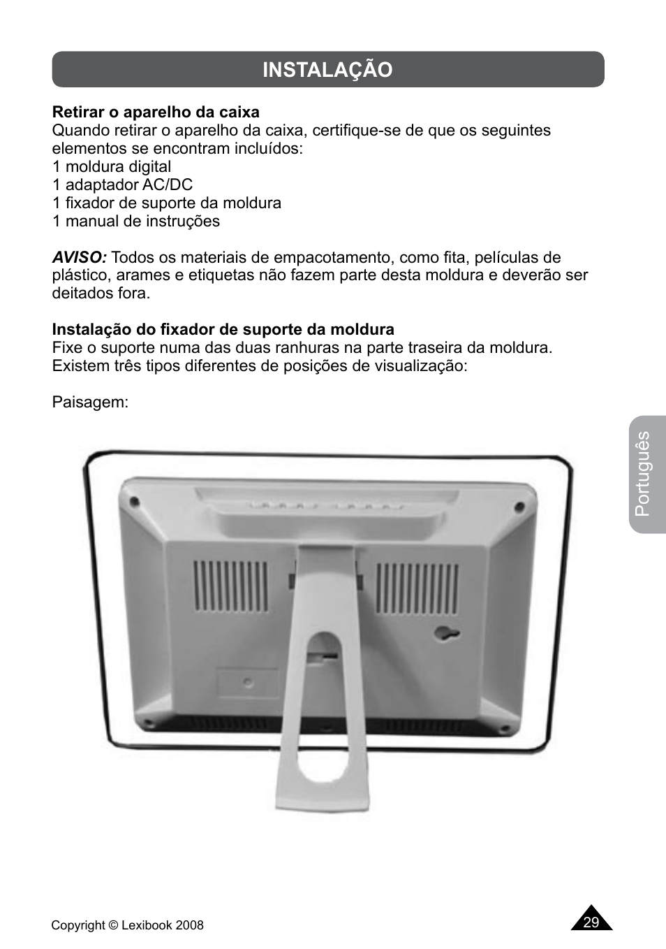 Instalação | Lexibook DF700BB / DF700SP / DF700HSM User Manual | Page 29 / 60