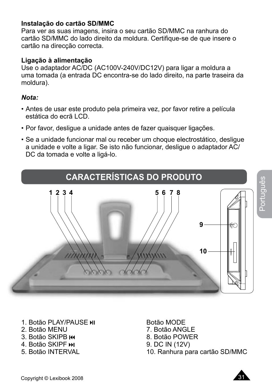 Características do produto | Lexibook DF700BB / DF700SP / DF700HSM User Manual | Page 31 / 60