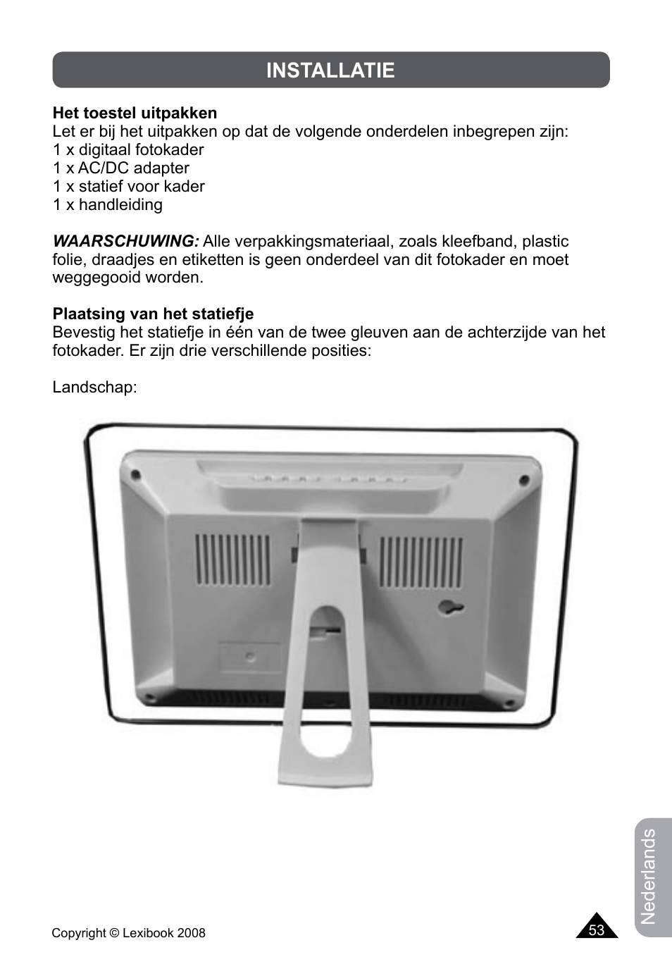 Installatie | Lexibook DF700BB / DF700SP / DF700HSM User Manual | Page 53 / 60