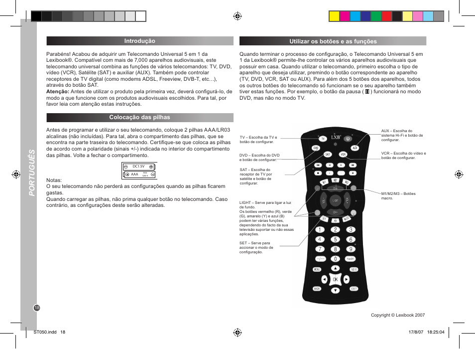 Por tuguês | Lexibook ST050 User Manual | Page 18 / 51