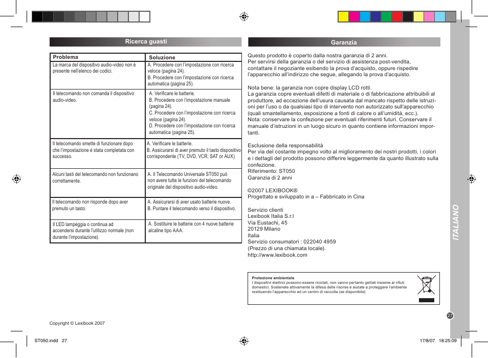 It aliano | Lexibook ST050 User Manual | Page 27 / 51