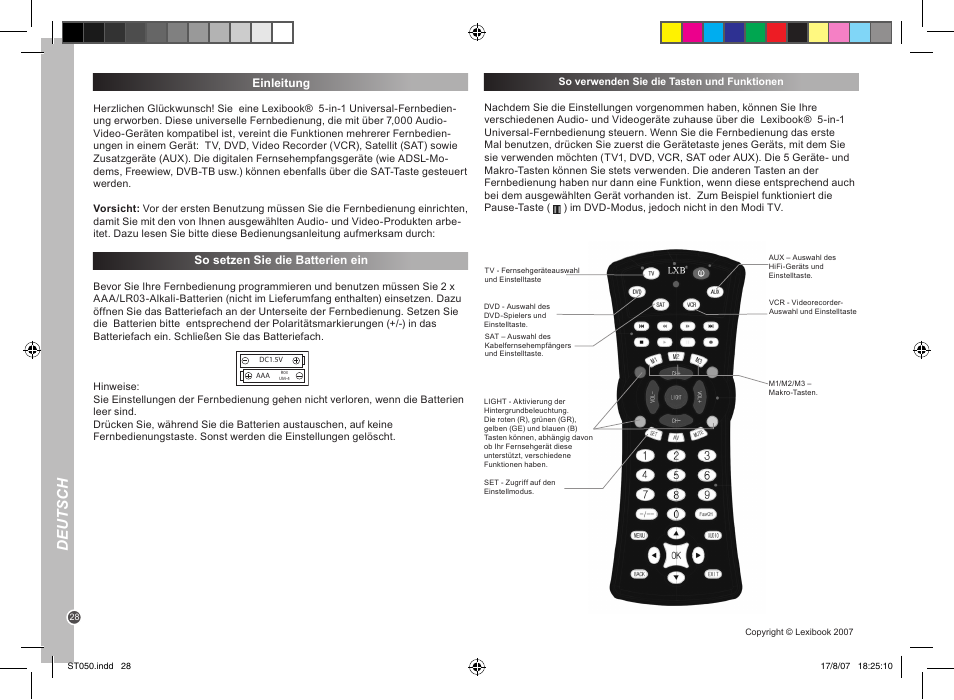 Deutsch | Lexibook ST050 User Manual | Page 28 / 51